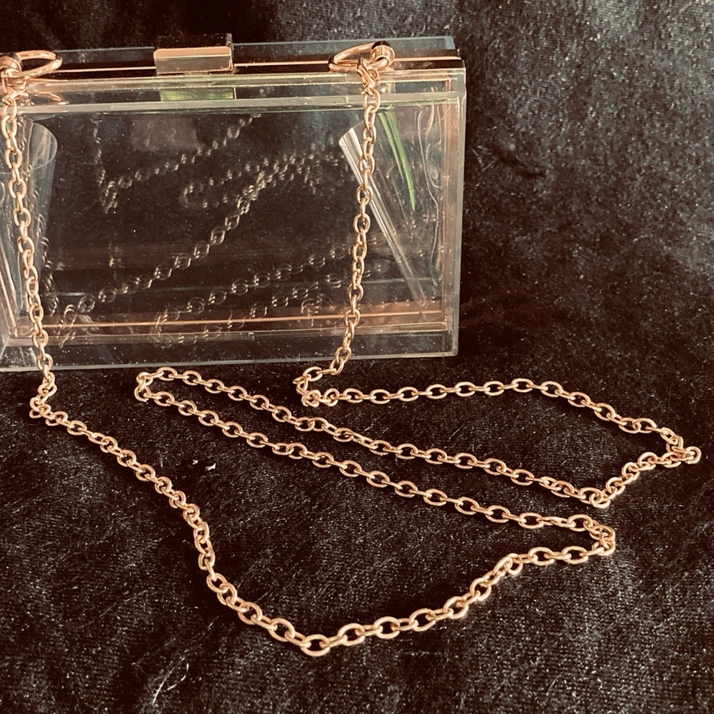 Transparent Clutch with Gold Chain